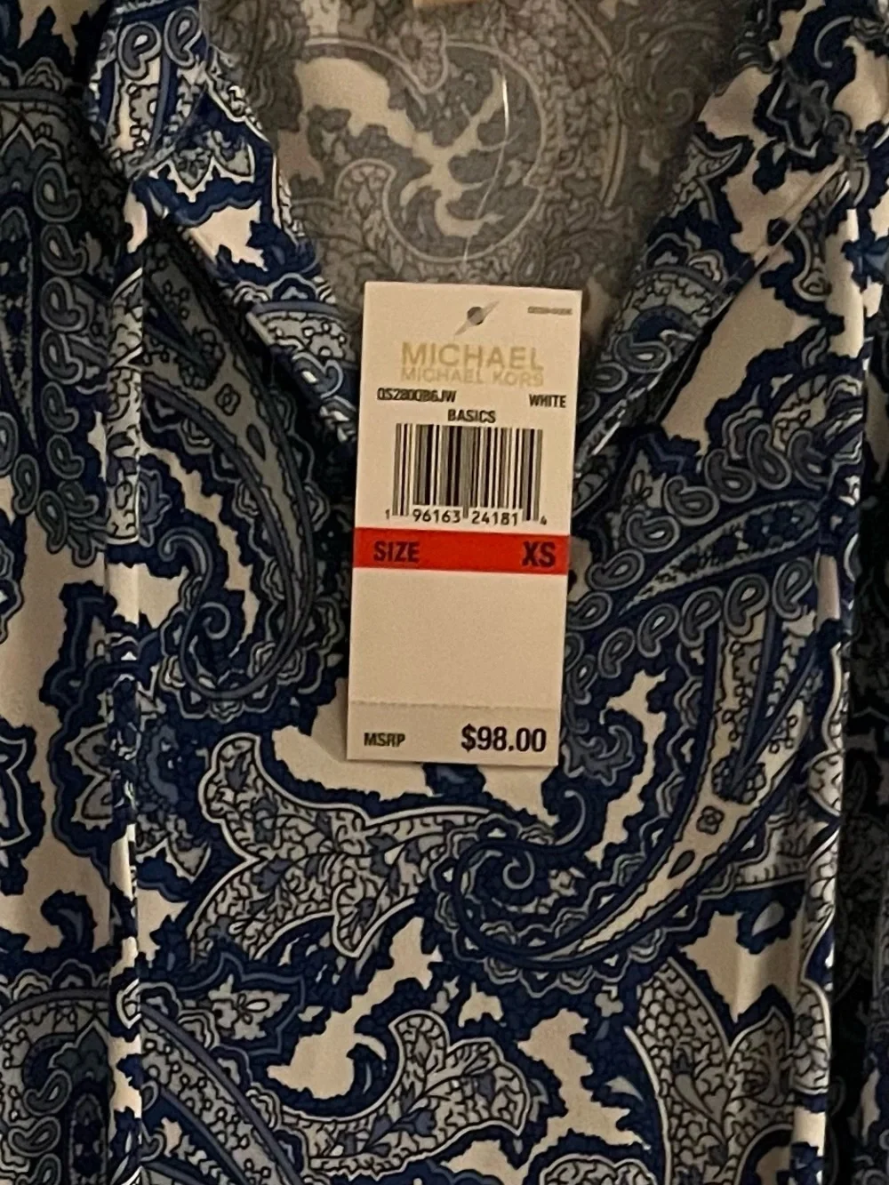 Michael Kors Blue Paisley Sleeveless V-Neck Camisole